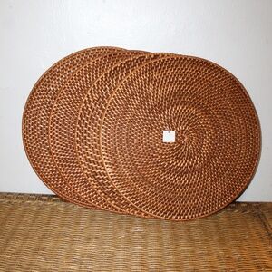 Crate and Barrel Handcrafted of 100% rattan Placemats. Set of 4 Color: Honey